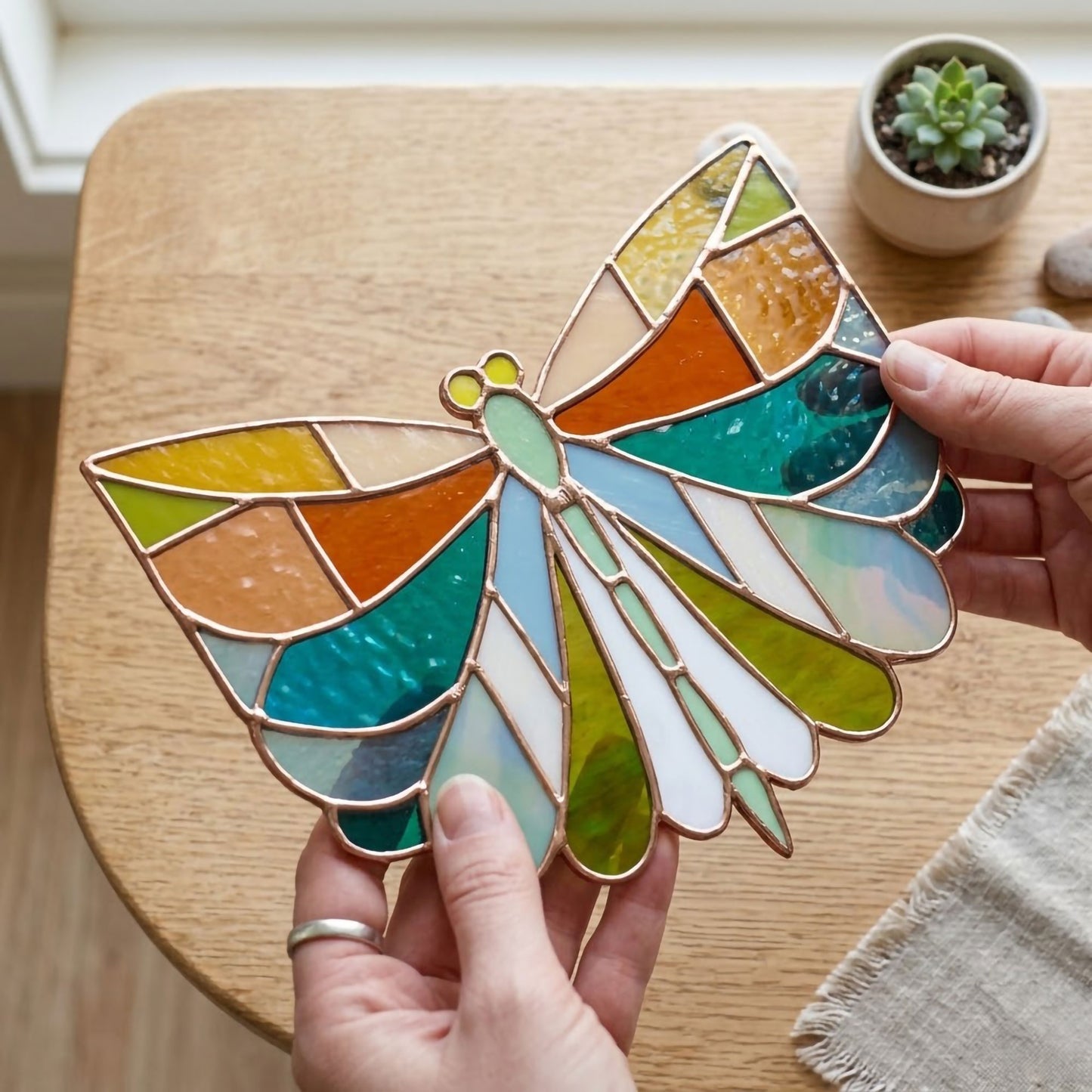 Art Deco Dragonfly Stained Glass Pattern with SVG and PNG