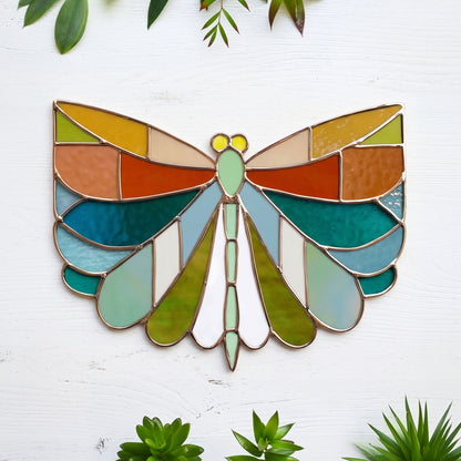 Art Deco Dragonfly Stained Glass Pattern with SVG and PNG