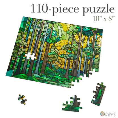 A picture of the Art Deco Stained Glass Forest Jigsaw Puzzle from GlassyRock Arts. 