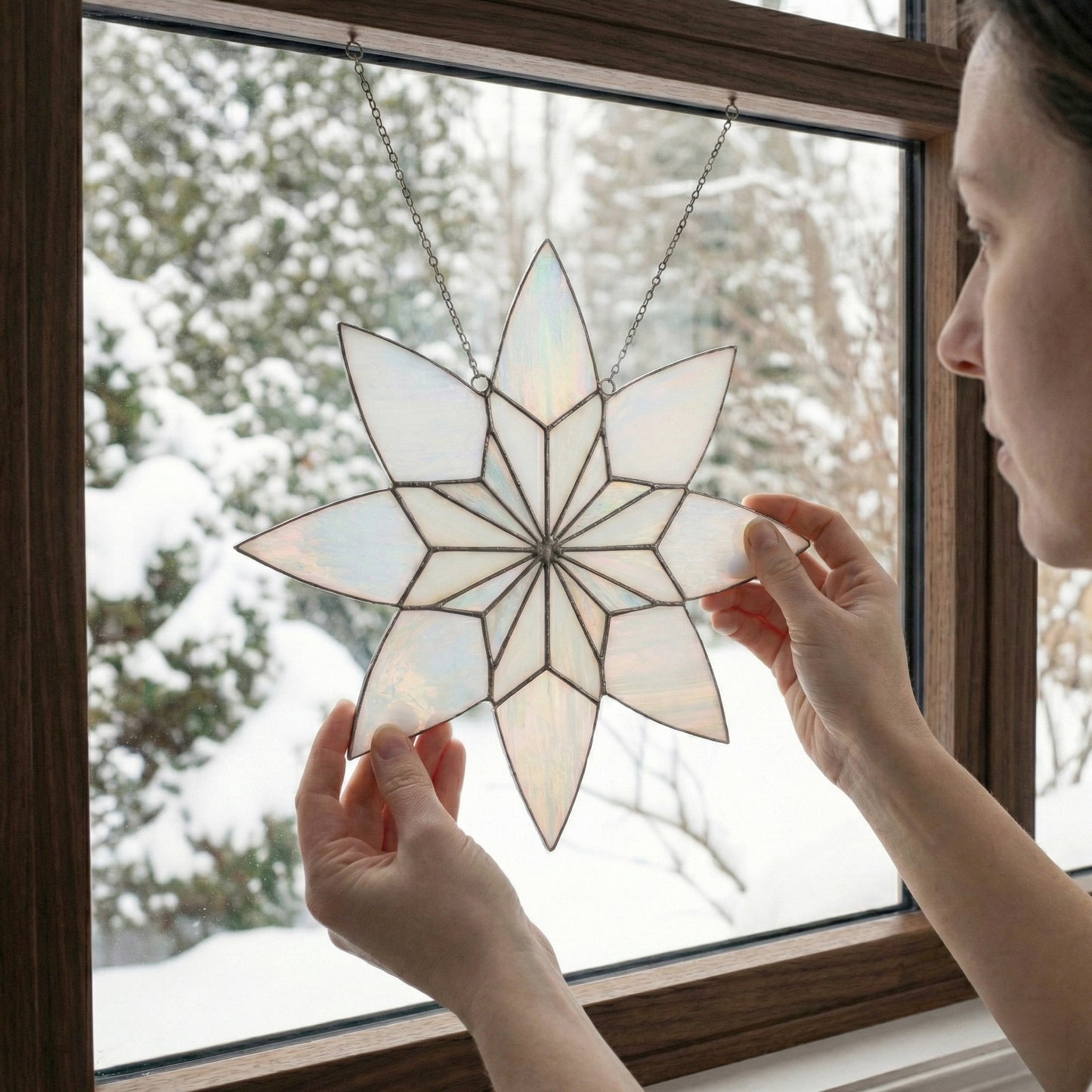 Art Deco Snowflake Stained Glass Pattern