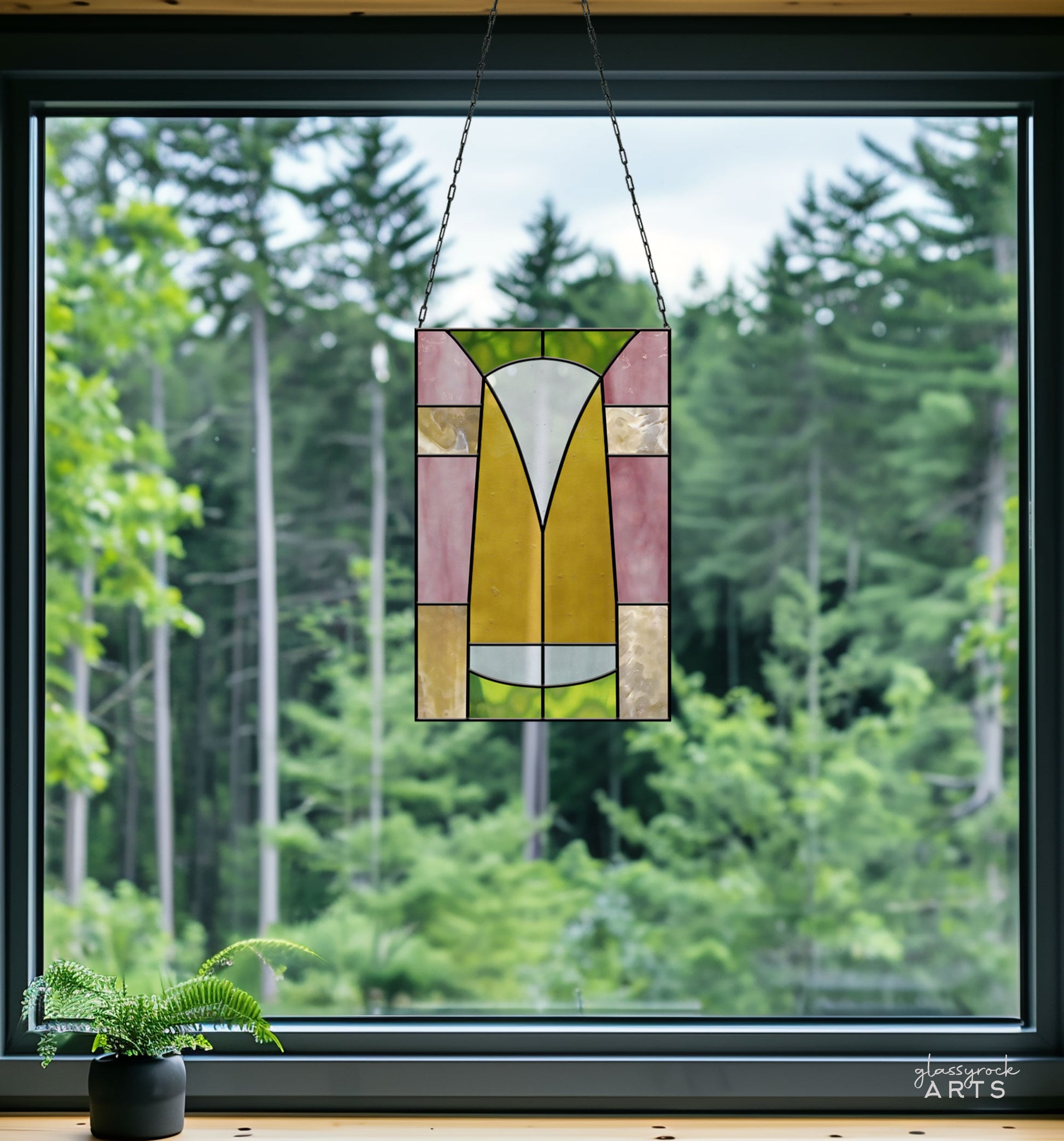 A picture of the Art Deco Stained Glass Panel Pattern from GlassyRock Arts. 