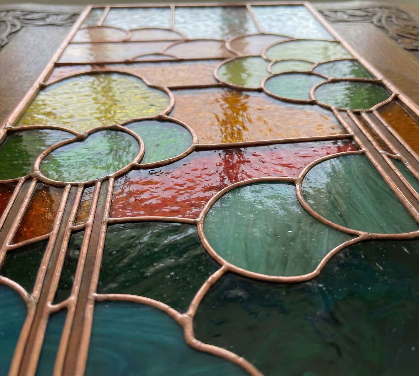 Art Nouveau Sunset Stained Glass Pattern PDF & PNG