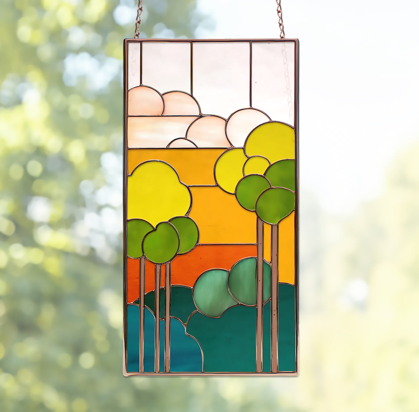Art Nouveau Sunset Stained Glass Pattern PDF & PNG - Crafting Patterns & Molds from GlassyRock Arts