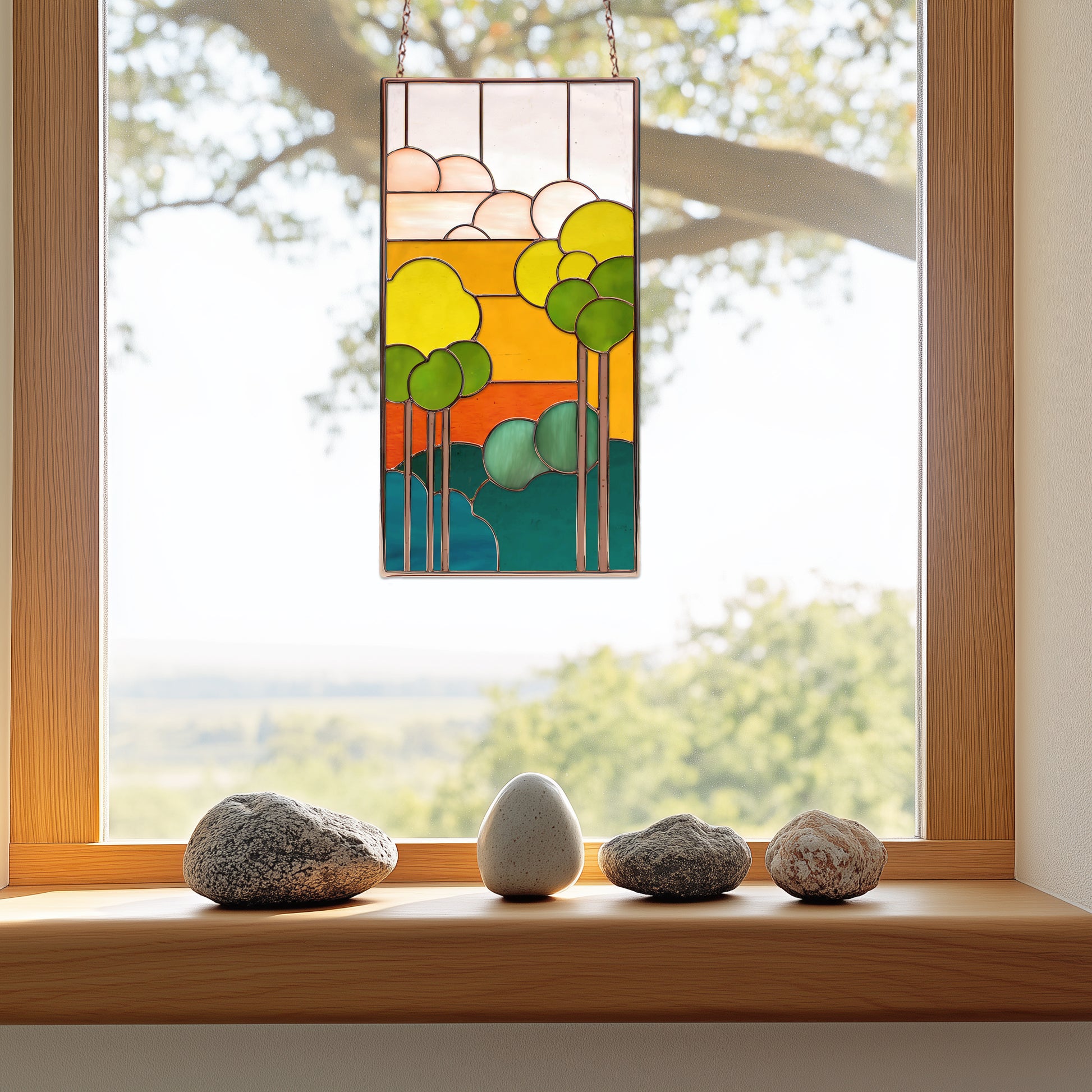 Art Nouveau Sunset Stained Glass Pattern PDF & PNG - Crafting Patterns & Molds from GlassyRock Arts