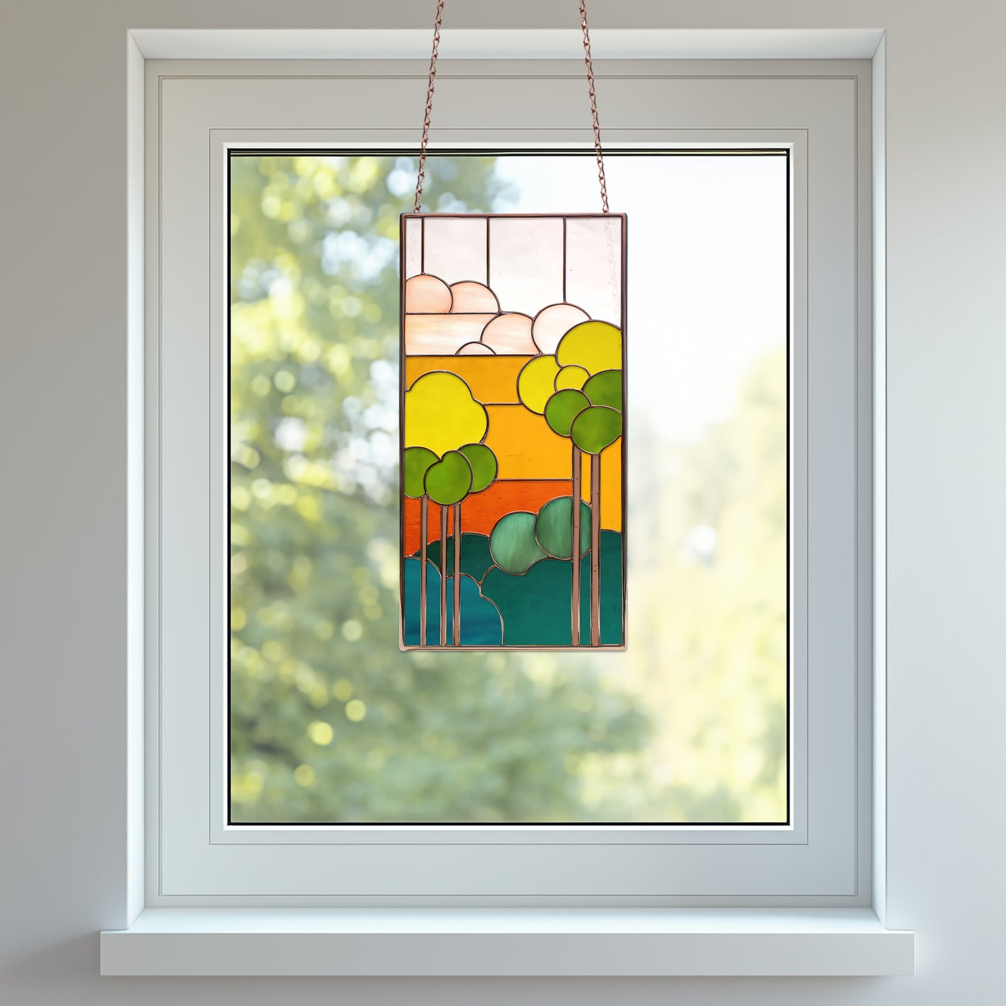 Art Nouveau Sunset Stained Glass Pattern PDF & PNG - Crafting Patterns & Molds from GlassyRock Arts