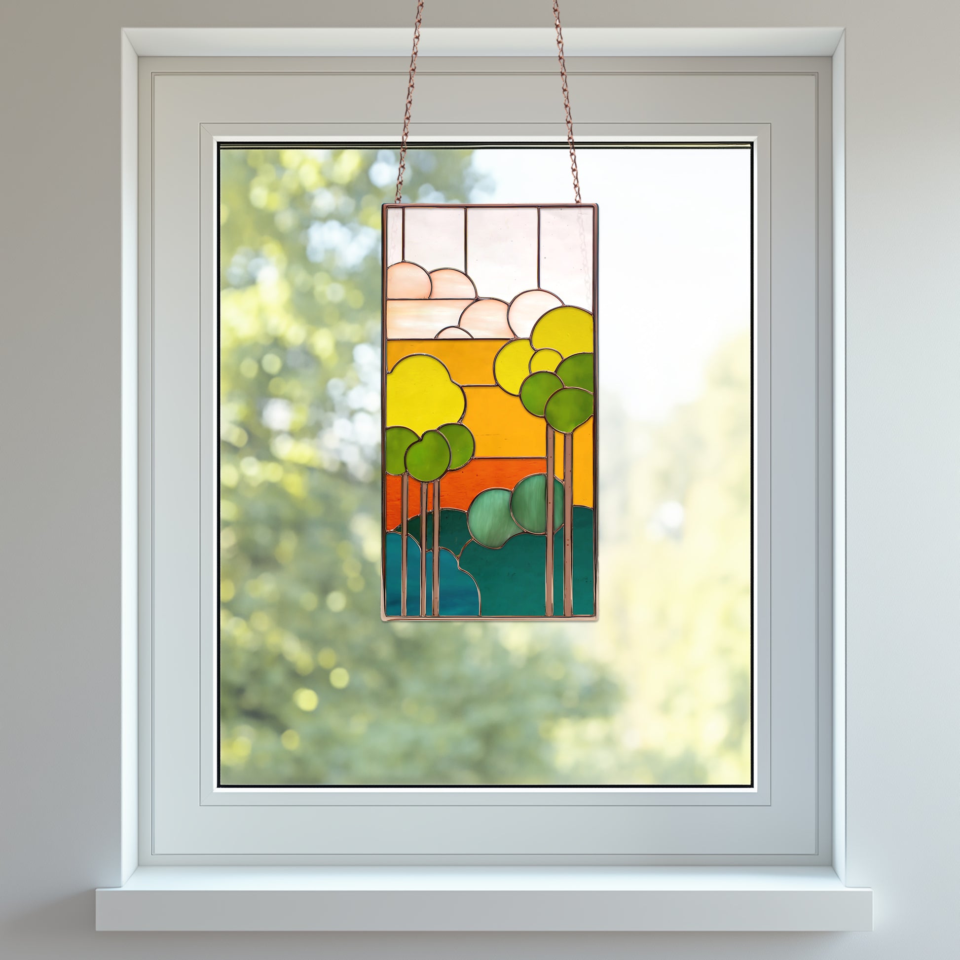 Art Nouveau Sunset Stained Glass Pattern PDF & PNG - Crafting Patterns & Molds from GlassyRock Arts