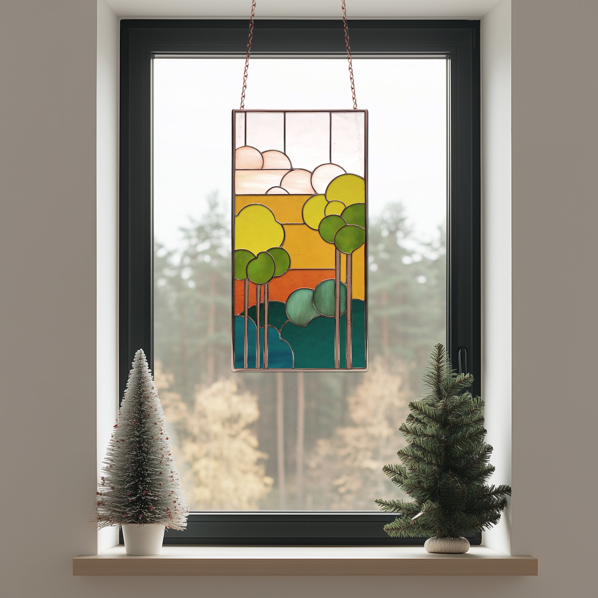 Art Nouveau Sunset Stained Glass Pattern PDF & PNG - Crafting Patterns & Molds from GlassyRock Arts