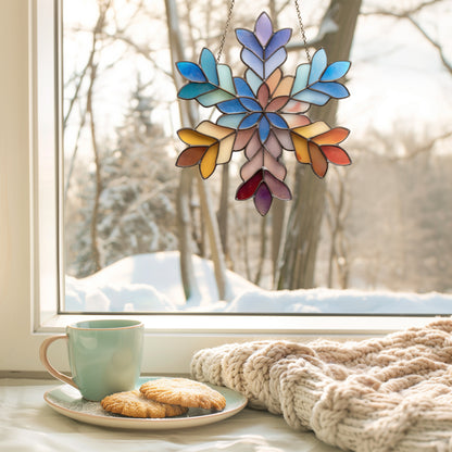 Boho Snowflake Stained Glass Pattern and PNG