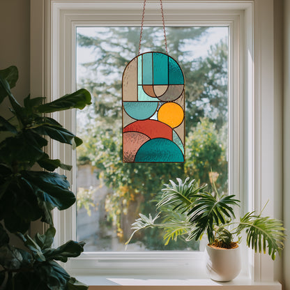 Bauhaus Arch Stained Glass Pattern PDF & PNG