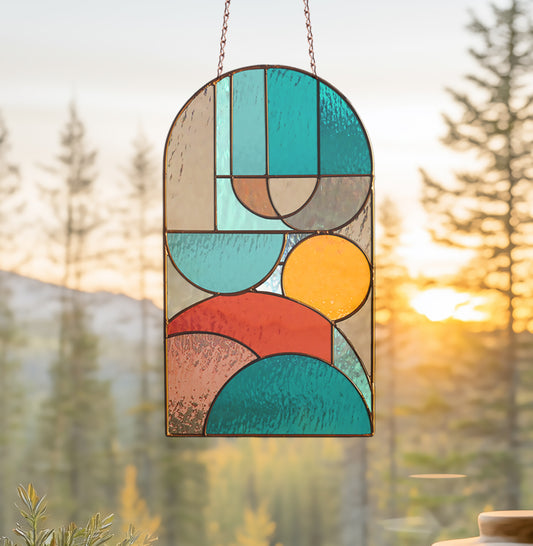 Bauhaus Arch Stained Glass Pattern PDF & PNG - Crafting Patterns & Molds from GlassyRock Arts