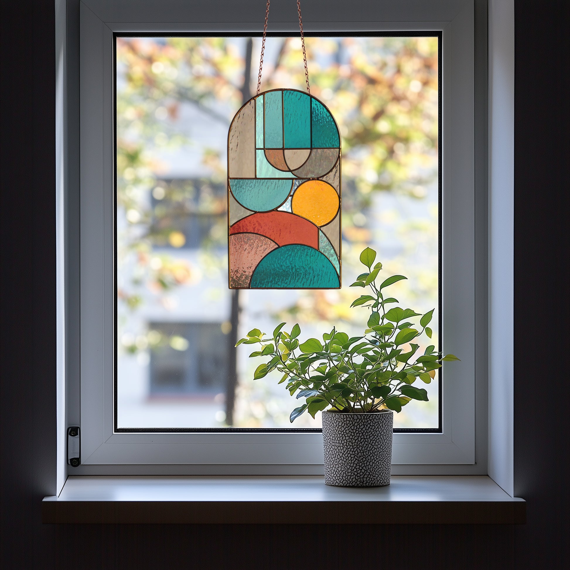 Bauhaus Arch Stained Glass Pattern PDF & PNG - Crafting Patterns & Molds from GlassyRock Arts