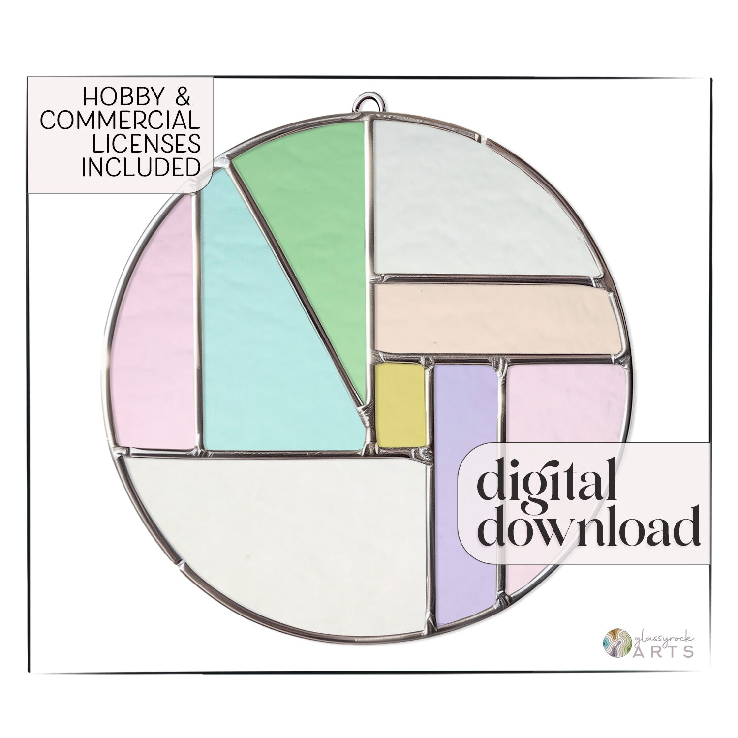 A picture of the Round Beginner Stained Glass Pattern from GlassyRock Arts. 