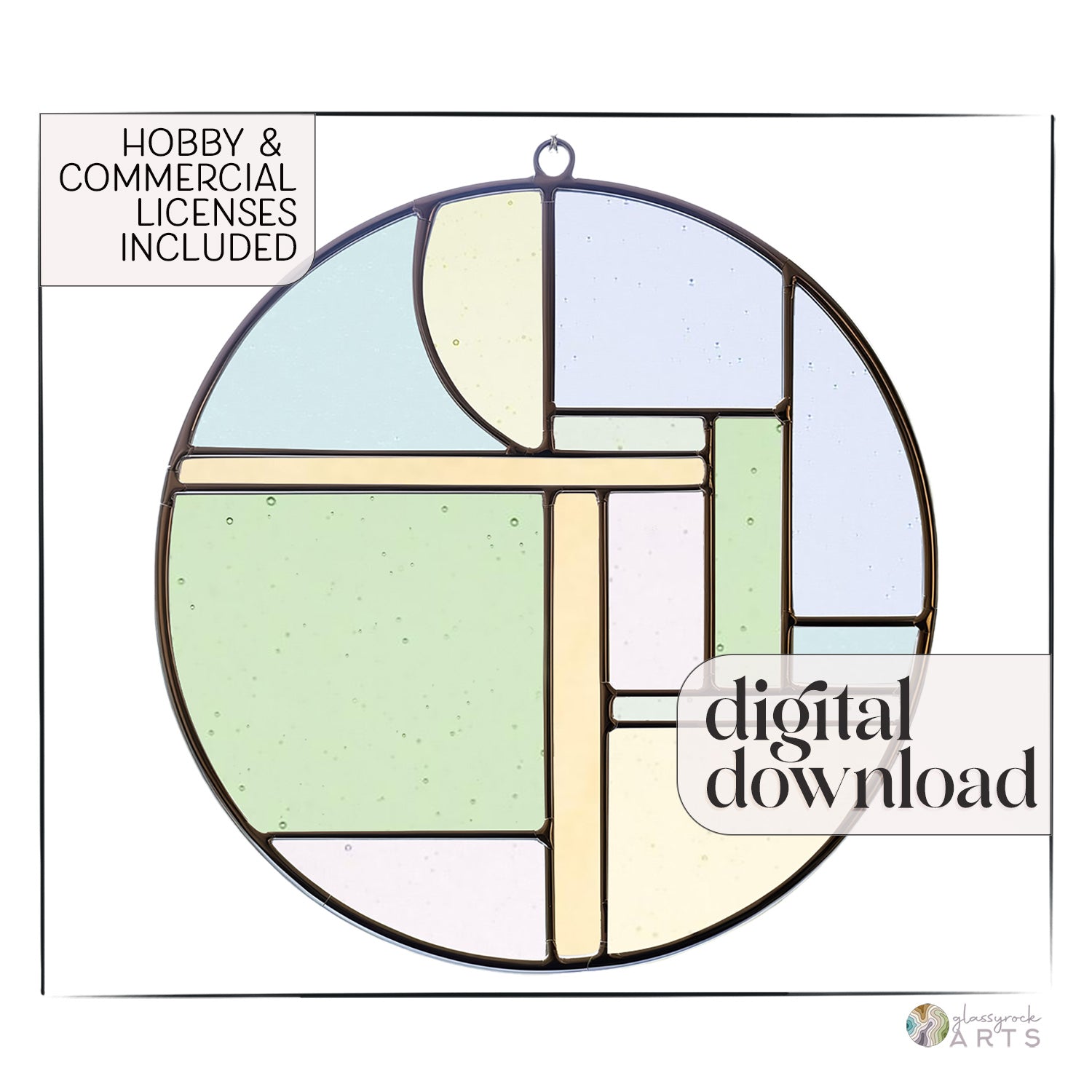 A picture of the Round Art Deco Stained Glass Pattern from GlassyRock Arts. 