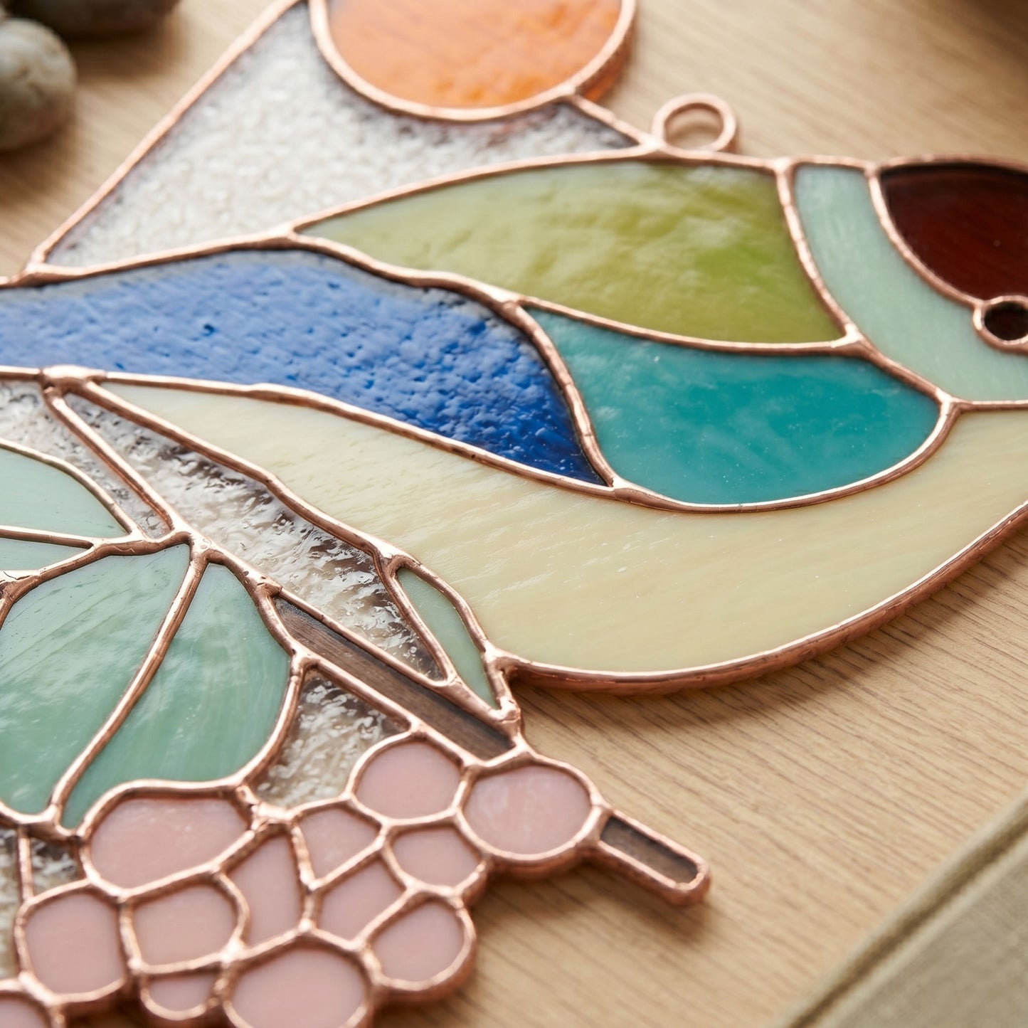 Bird with Berries Stained Glass Pattern with SVG and PNG