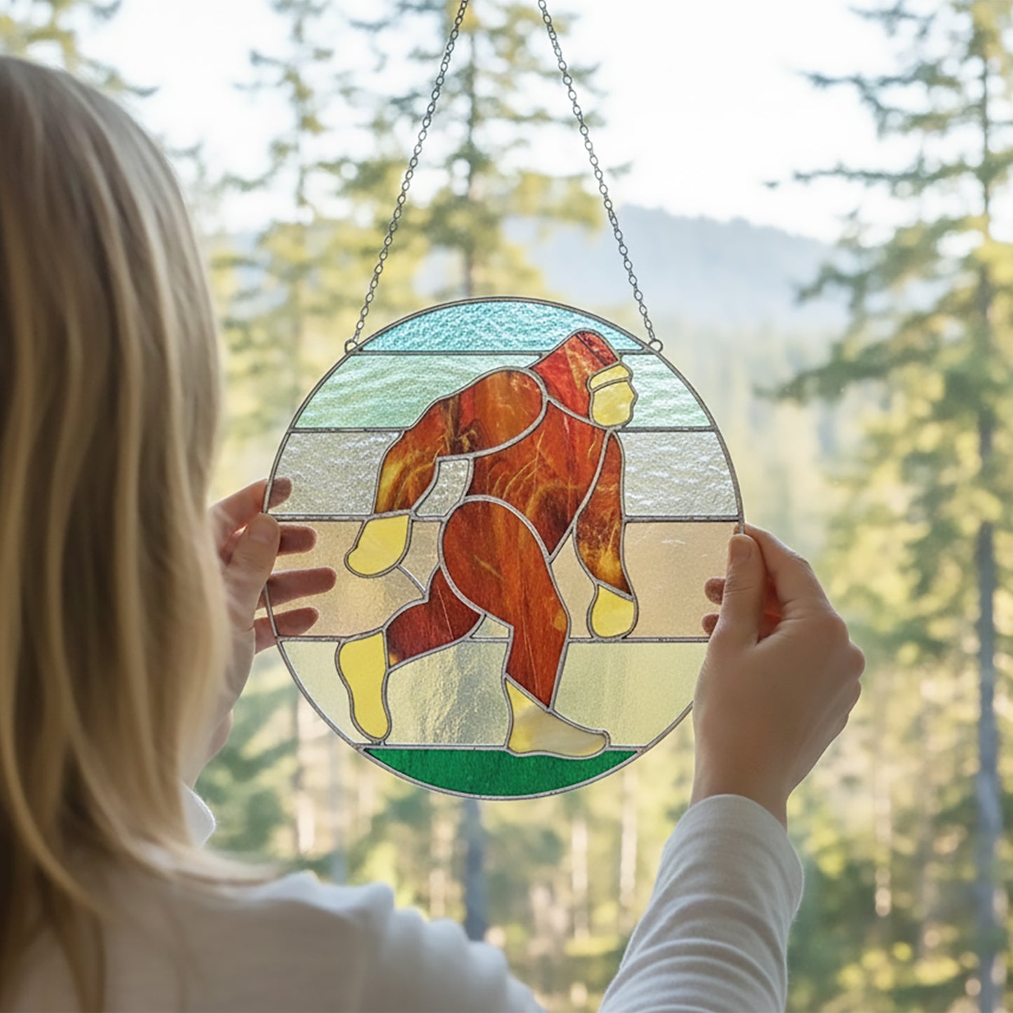 Sasquatch Bigfoot Stained Glass Pattern