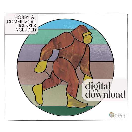 Sasquatch Bigfoot Stained Glass Pattern