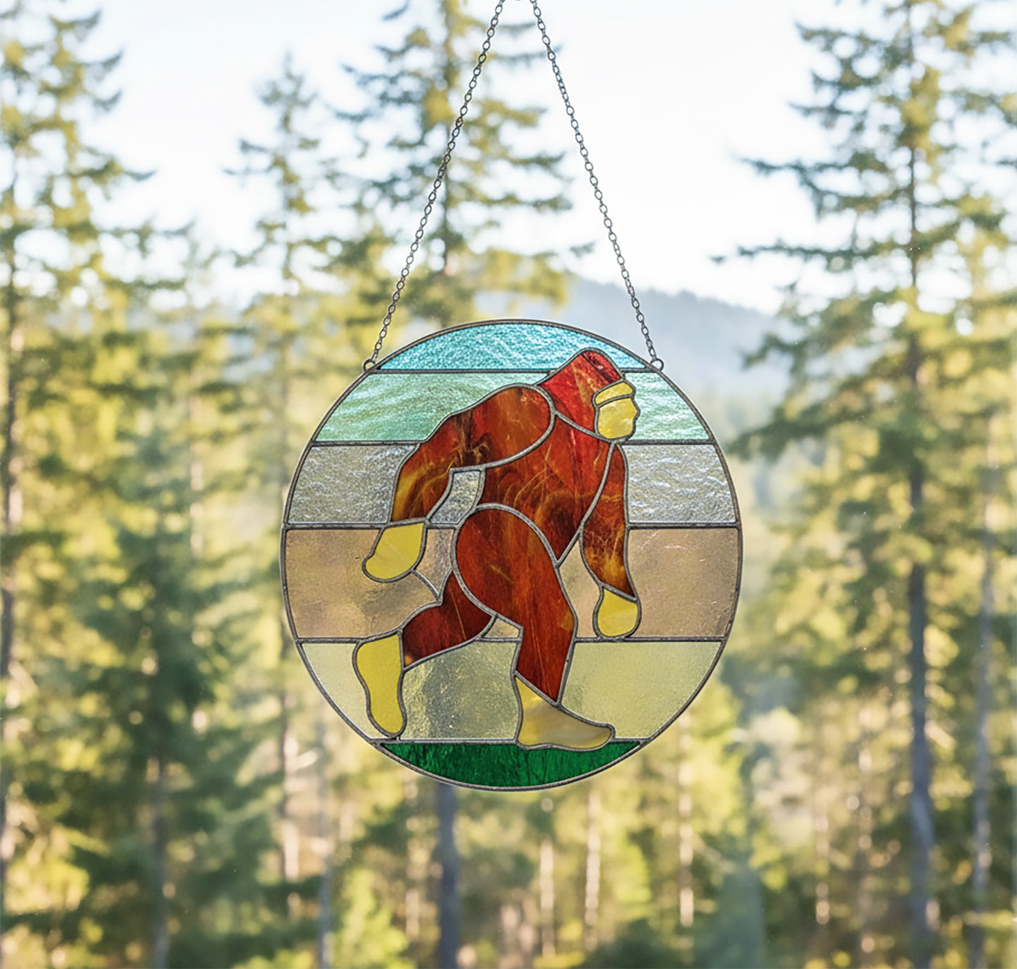 Sasquatch Bigfoot Stained Glass Pattern