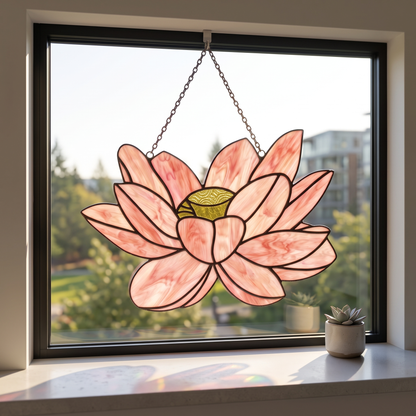 Big Flora Stained Glass Lotus Pattern PDF & PNG