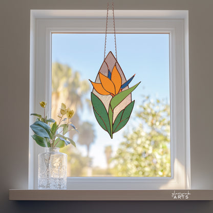 Bird of Paradise Stained Glass Pattern and PNG