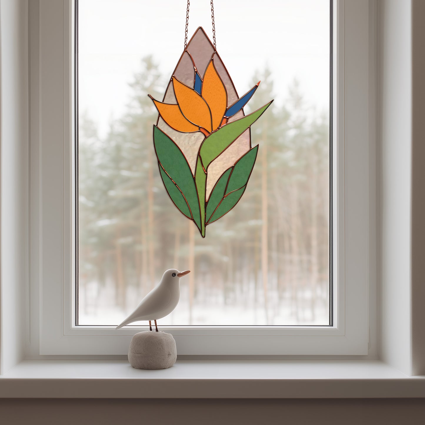 Bird of Paradise Stained Glass Pattern and PNG