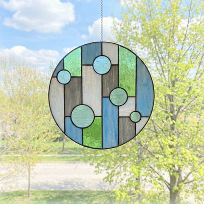 Round Geometric Minimalist Stained Glass Pattern