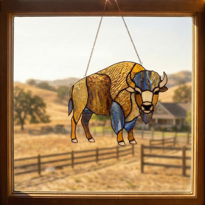 Stained Glass Bison Suncatcher Pattern PDF & PNG