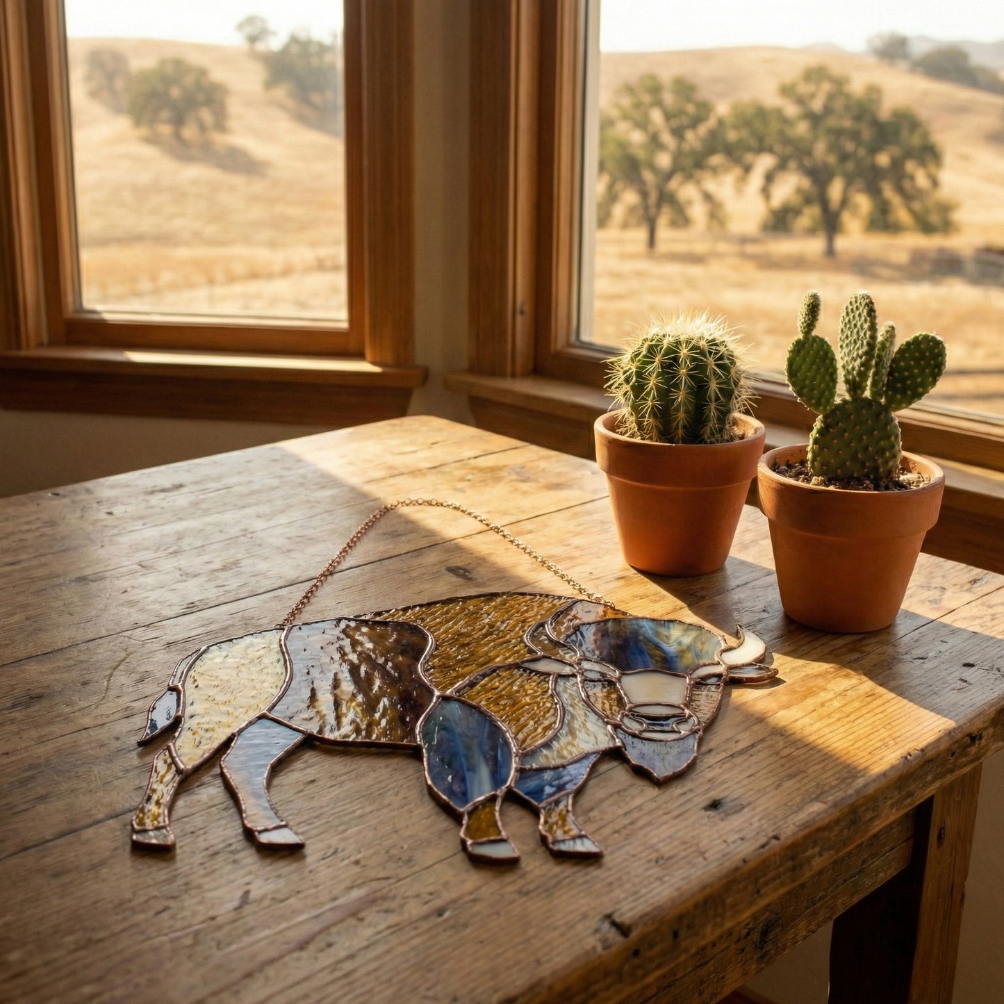 Stained Glass Bison Suncatcher Pattern PDF & PNG