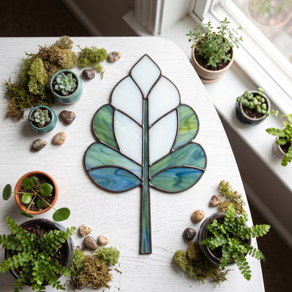 Art Deco Trees Stained Glass Patterns, Pack of 4