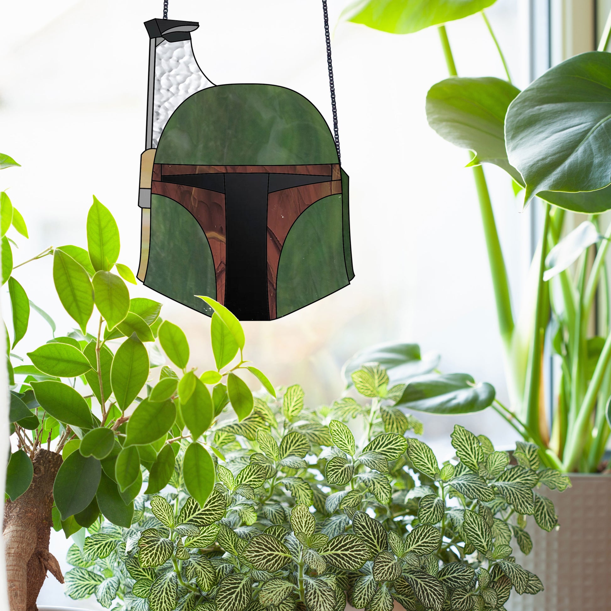 Boba Fett Helmet Star Wars Stained Glass Pattern - Crafting Patterns & Molds from GlassyRock Arts