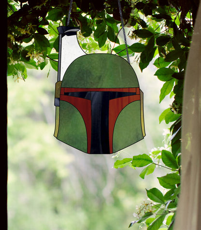 Boba Fett Helmet Star Wars Stained Glass Pattern - Crafting Patterns & Molds from GlassyRock Arts