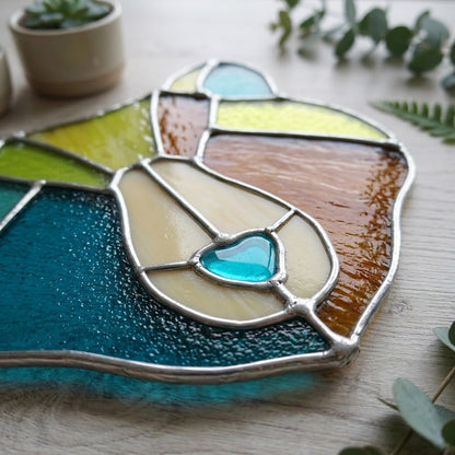 Boho Bear Face Stained Glass Pattern, SVG and PNG