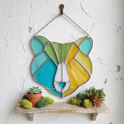 Boho Bear Face Stained Glass Pattern, SVG and PNG