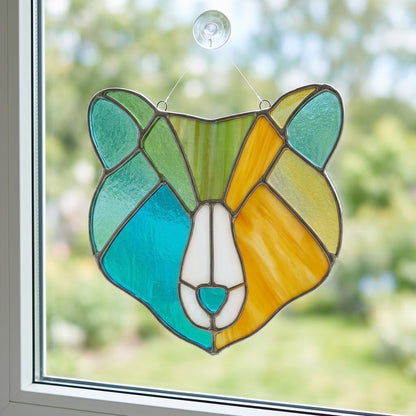 Boho Bear Face Stained Glass Pattern, SVG and PNG