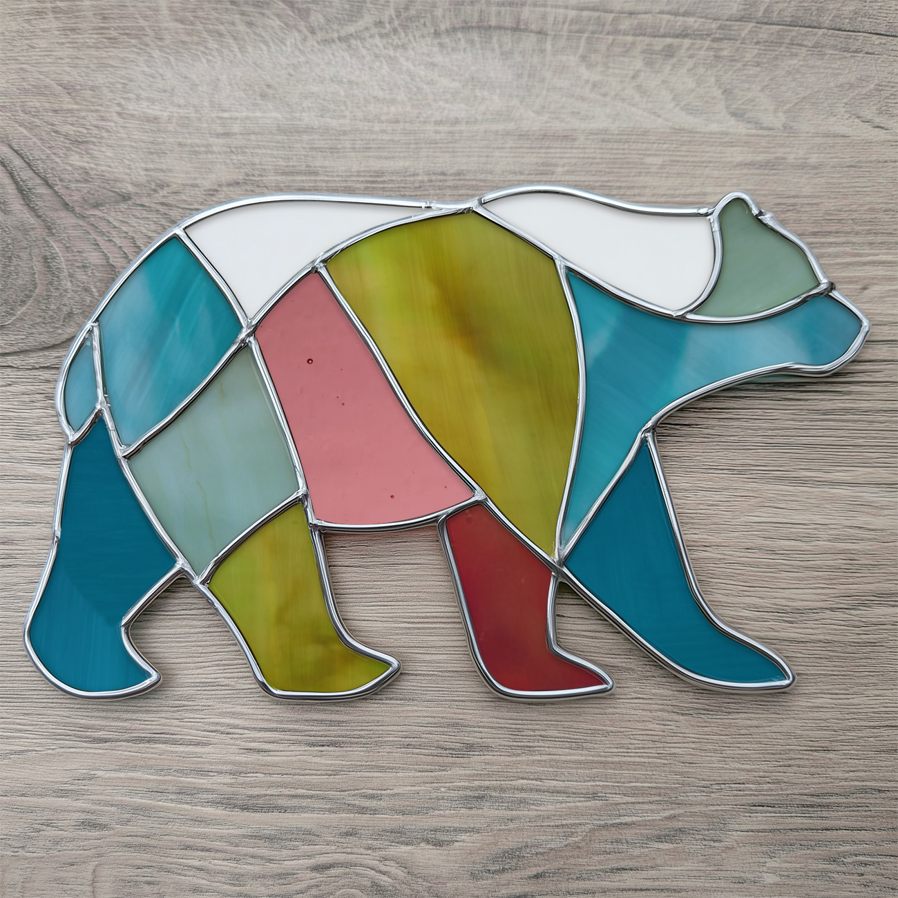 Boho Walking Bear Stained Glass Pattern PDF & PNG - Crafting Patterns & Molds from GlassyRock Arts