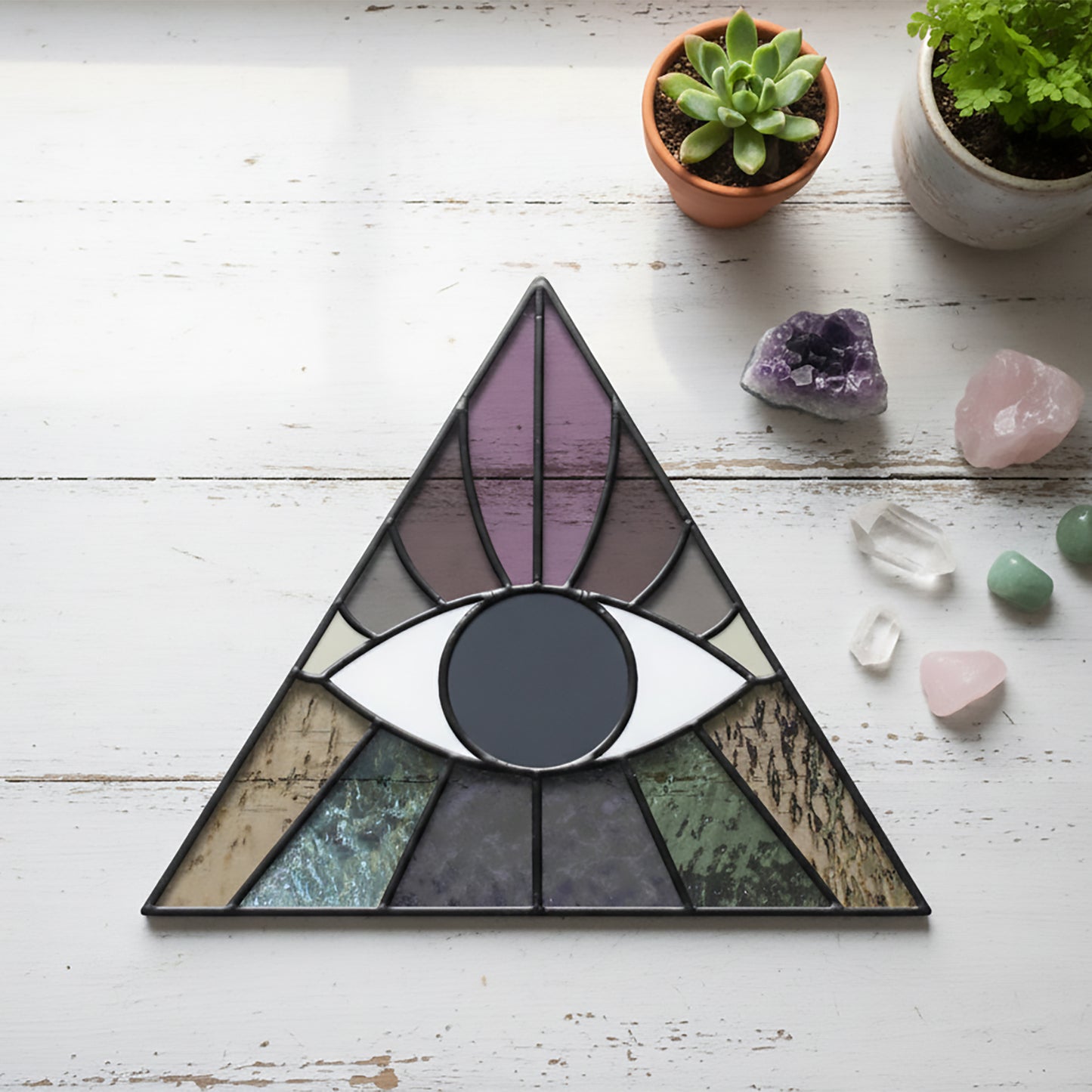 Boho Eye Triangle Stained Glass Pattern