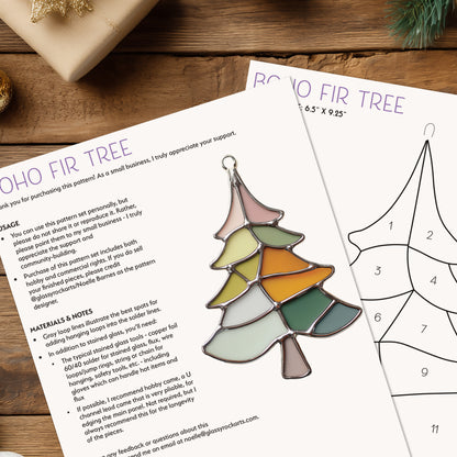 Boho Fir Tree Stained Glass Pattern - Crafting Patterns & Molds from GlassyRock Arts