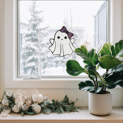 Sweet Bow Ghost Stained Glass Pattern and PNG