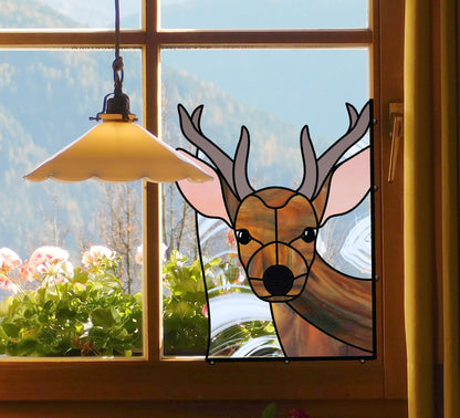 A picture of the Young Buck Buddy with Antlers Stained Glass Pattern from GlassyRock Arts. 