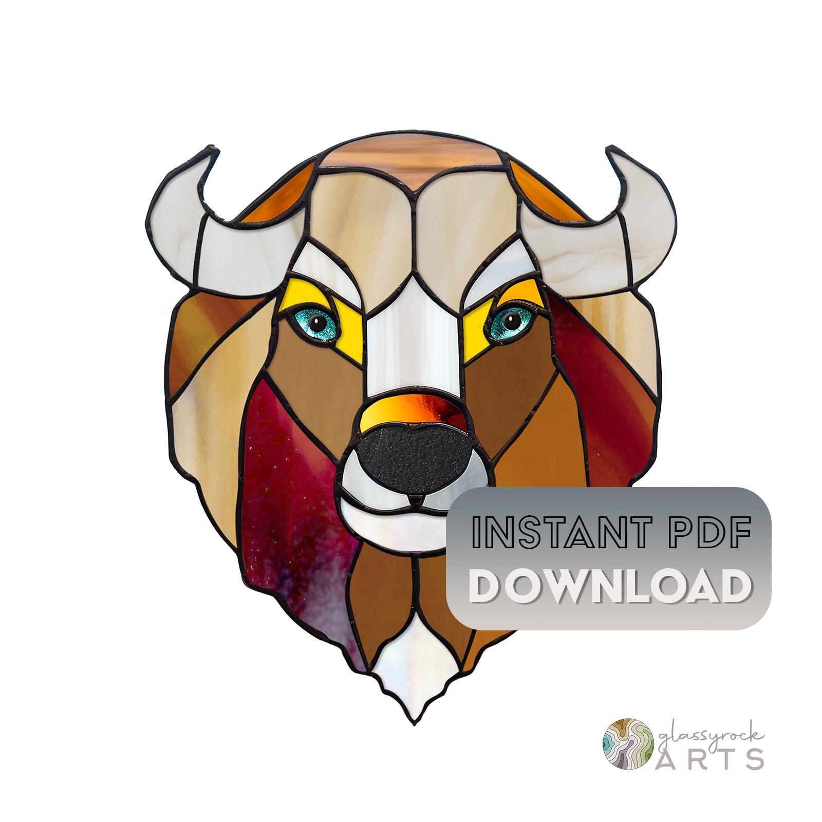 Buffalo Stained Glass Pattern – GlassyRock Arts