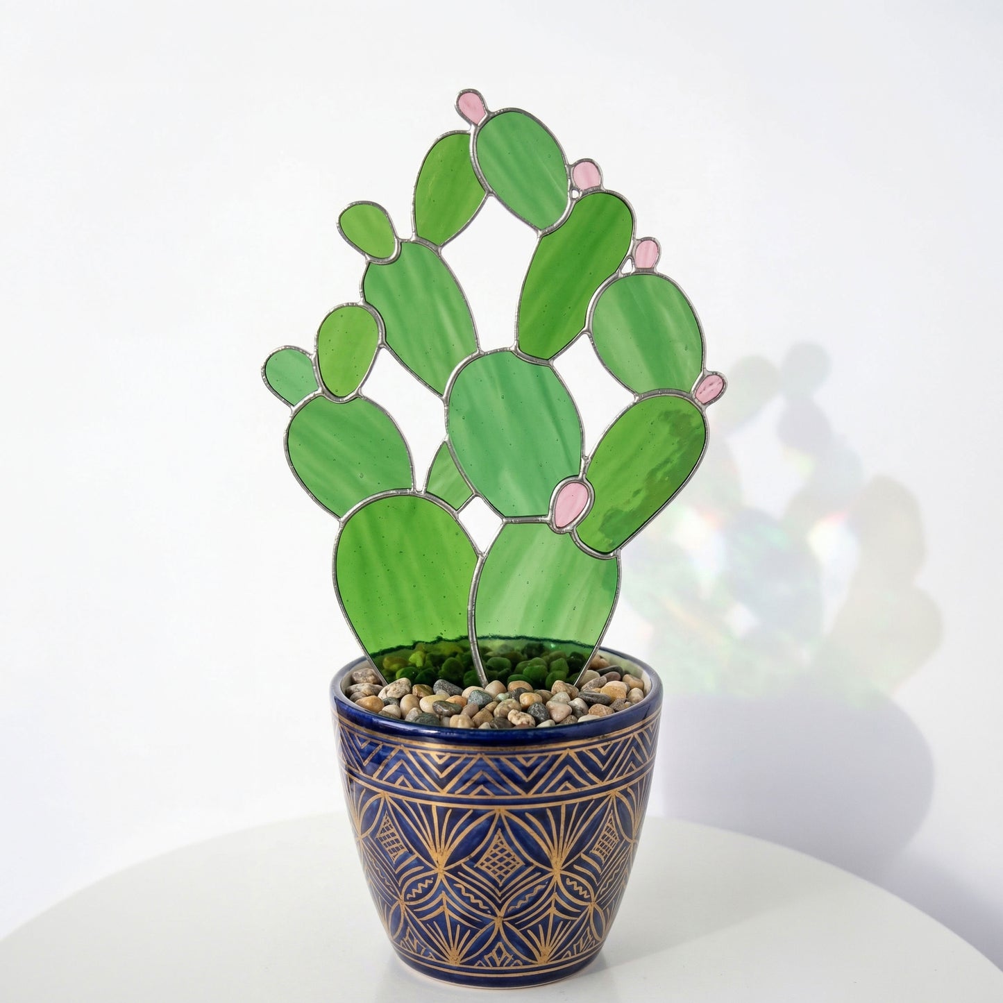 Cactus Plant Stem Stained Glass Pattern PDF & PNG