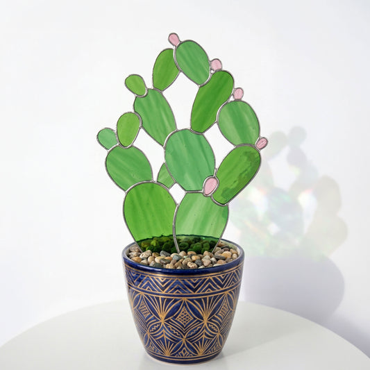 Cactus Plant Stem Stained Glass Pattern PDF & PNG