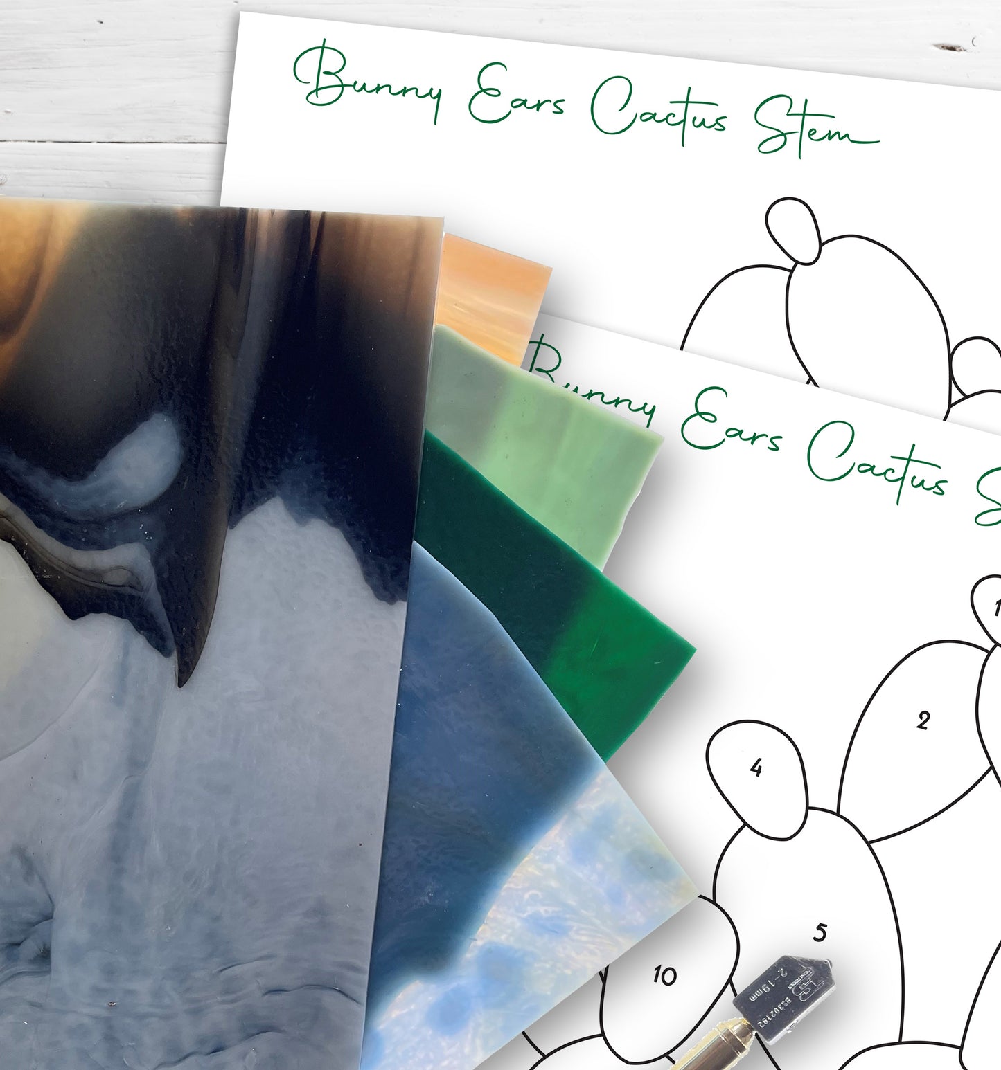 Cactus Plant Stem Stained Glass Pattern