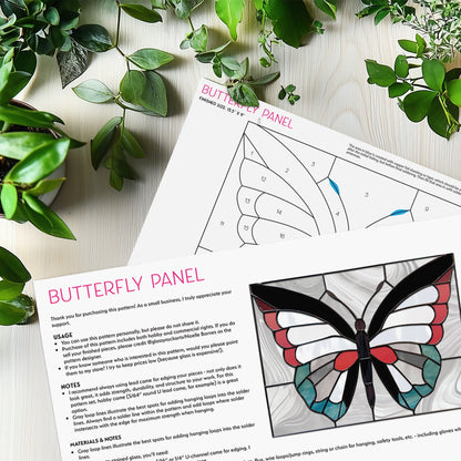 Butterfly Panel Stained Glass Pattern with PNG