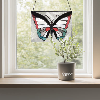 Butterfly Panel Stained Glass Pattern with PNG