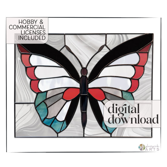 Butterfly Panel Stained Glass Pattern with PNG