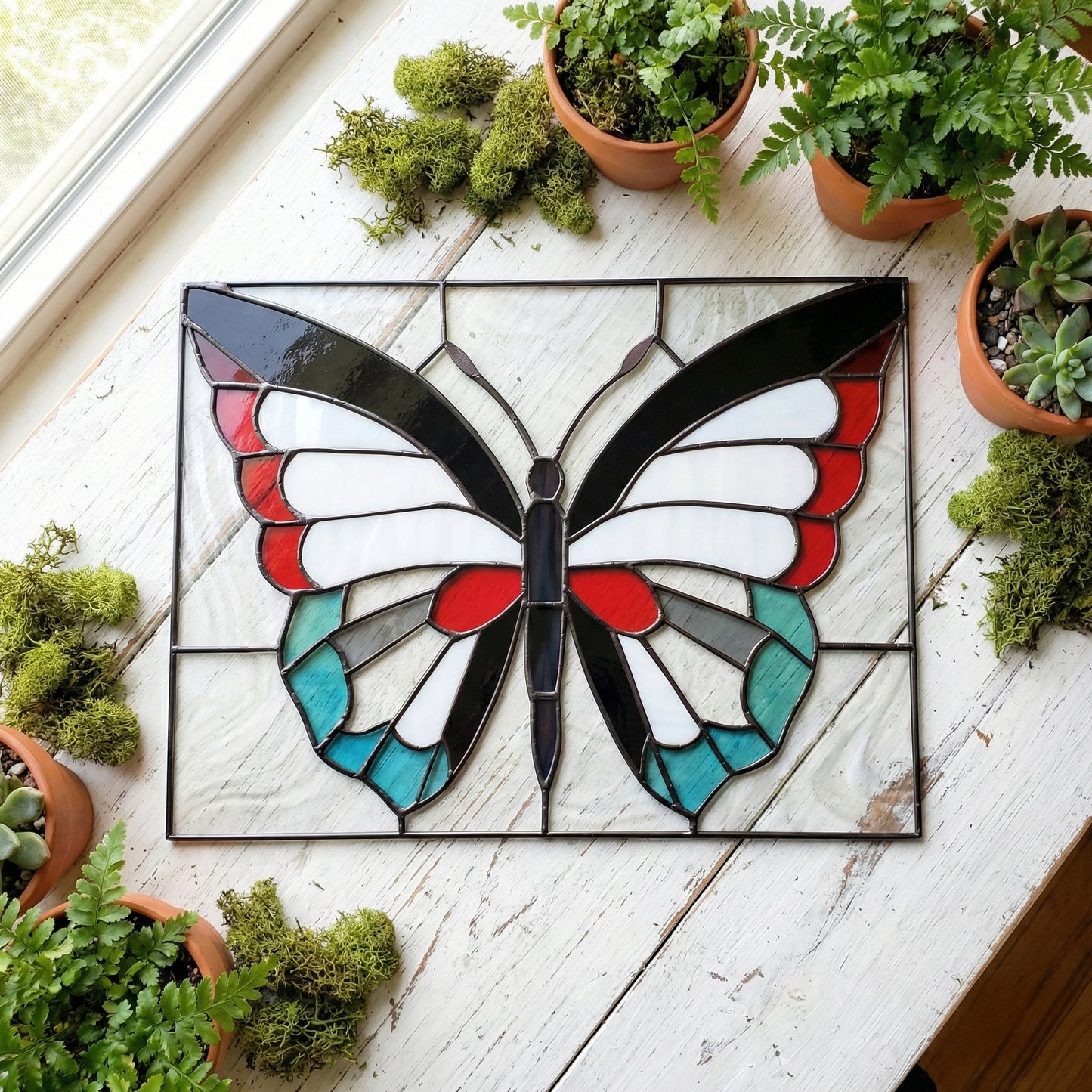Butterfly Panel Stained Glass Pattern with PNG