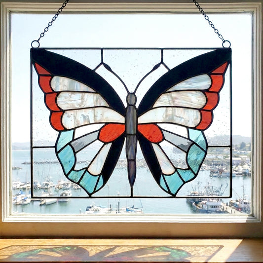 Butterfly Panel Stained Glass Pattern with PNG