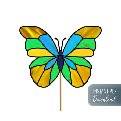 Butterfly Garden Stake Stained Glass Pattern