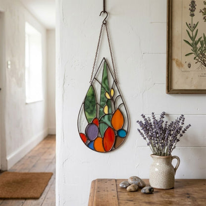Cactus Stained Glass Teardrop Pattern