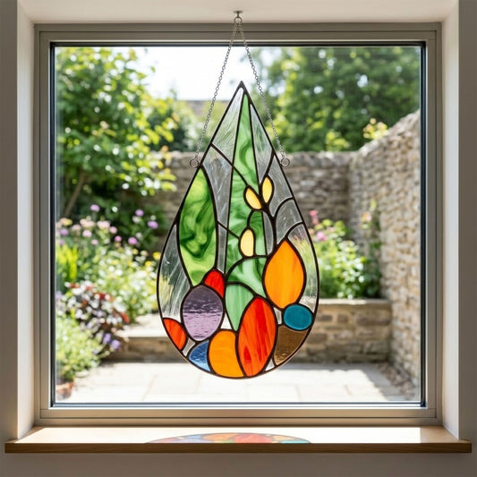 Cactus Stained Glass Teardrop Pattern